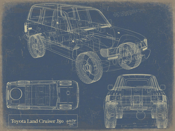 Cutler West Vintage 1980s Car Model Print, Original Blueprint Canvas, Framed, or Unframed Art