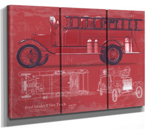Cutler West Ford Model T Fire Truck Blueprint: Vintage Automotive Wall Art