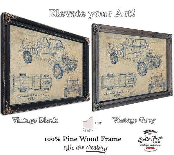 Cutler West Vintage 1952 Chevrolet Pickup Truck Truck Model, Original Mancave Blueprint Art