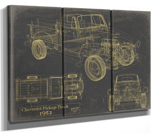 Cutler West Vintage 1952 Chevrolet Pickup Truck Truck Model, Original Mancave Blueprint Art