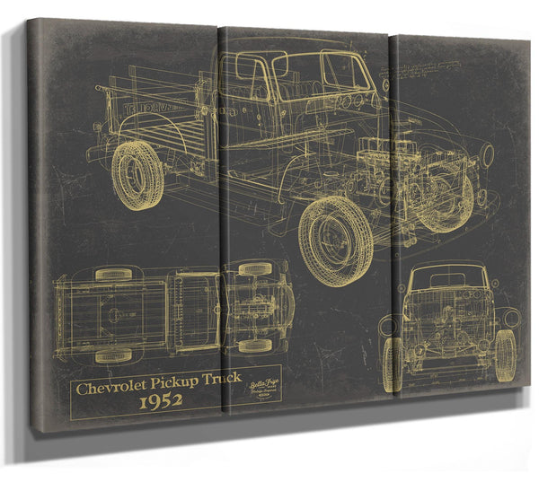 Cutler West Vintage 1952 Chevrolet Pickup Truck Truck Model, Original Mancave Blueprint Art