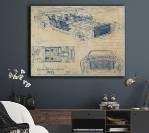 Cutler West Vintage 1972 Chevelle Car Model Print, Original Blueprint Canvas