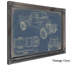 Cutler West Vintage 1952 Chevrolet Pickup Truck Truck Model, Original Mancave Blueprint Art