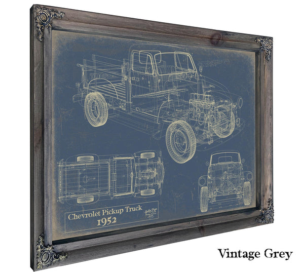Cutler West Vintage 1952 Chevrolet Pickup Truck Truck Model, Original Mancave Blueprint Art