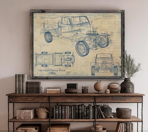 Cutler West Vintage 1952 Chevrolet Pickup Truck Truck Model, Original Mancave Blueprint Art