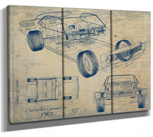 Cutler West Vintage 1967 Camaro Car Art - Gifts for Guys - Original Vehicle Print