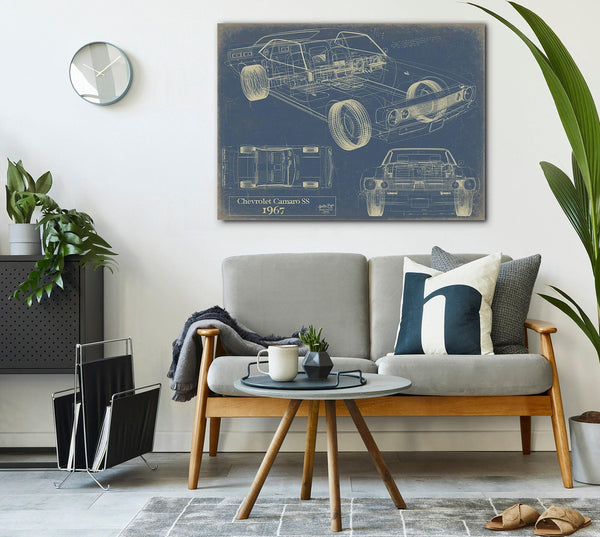 Cutler West Vintage 1967 Camaro Car Art - Gifts for Guys - Original Vehicle Print