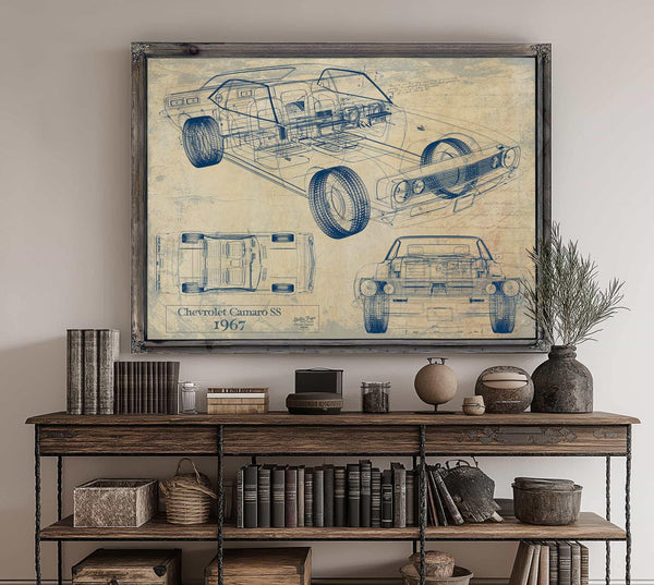 Cutler West Vintage 1967 Camaro Car Art - Gifts for Guys - Original Vehicle Print