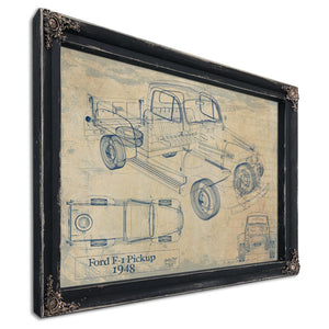 Cutler West 1948 Ford F1 Pickup Truck Model Mancave Blueprint Art