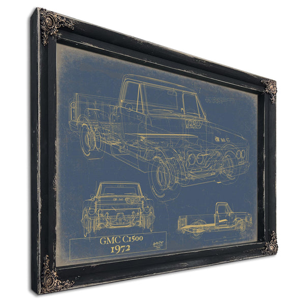 Cutler West Vintage 1972 GMC C1500 Truck Model Mancave Blueprint Art