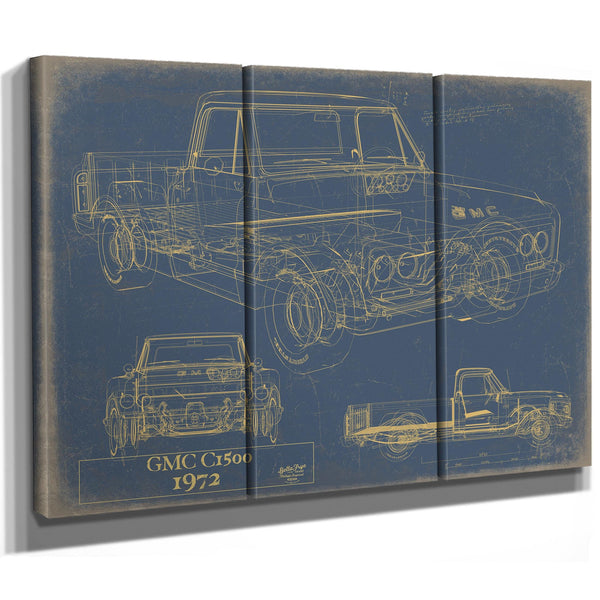 Cutler West Vintage 1972 GMC C1500 Truck Model Mancave Blueprint Art