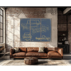 Cutler West Vintage 1972 GMC C1500 Truck Model Mancave Blueprint Art