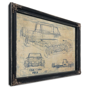 Cutler West Vintage 1972 GMC C1500 Truck Model Mancave Blueprint Art