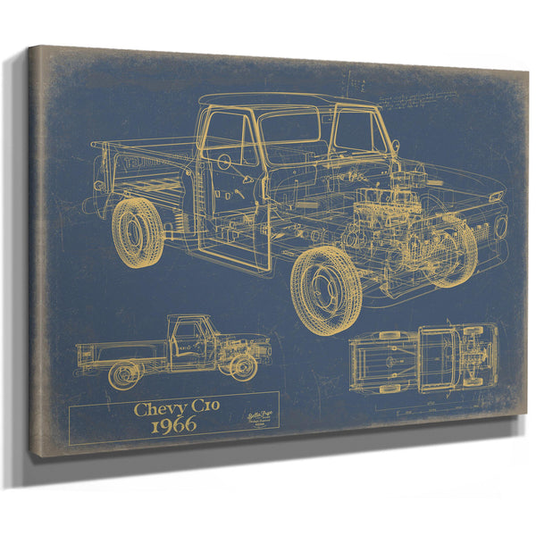 Cutler West Vintage 1966 Chevrolet C10 Car Model Print, Original Blueprint Canvas
