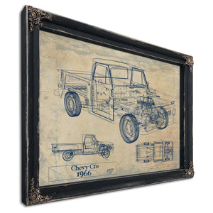 Cutler West Vintage 1966 Chevrolet C10 Car Model Print, Original Blueprint Canvas