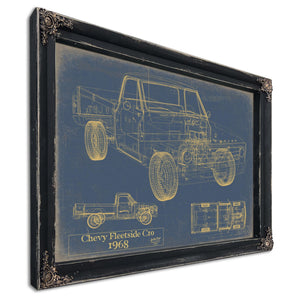 Cutler West Vintage 1968 Chevrolet C10 Fleetside Pickup Model Print, Original Blueprint Canvas