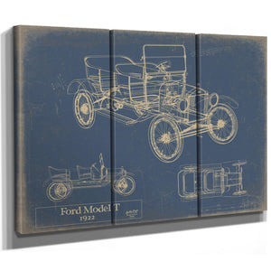 Cutler West 1922 Ford Model T Car Model Print, Original Blueprint Canvas, Framed, or Unframed Art