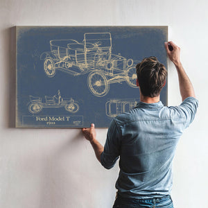 Cutler West 1922 Ford Model T Car Model Print, Original Blueprint Canvas, Framed, or Unframed Art