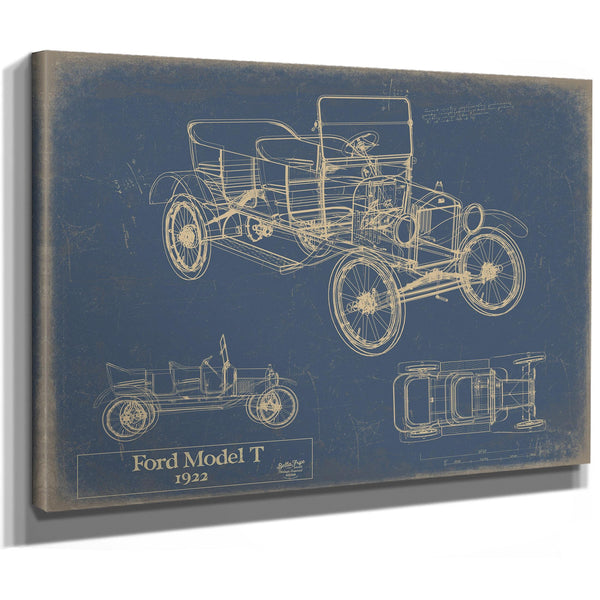Cutler West 1922 Ford Model T Car Model Print, Original Blueprint Canvas, Framed, or Unframed Art