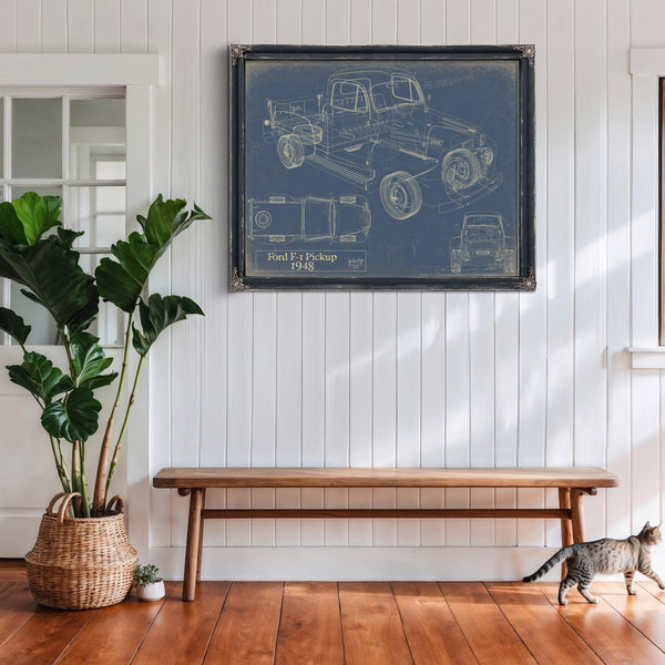 Cutler West 1948 Ford F1 Pickup Truck Model Mancave Blueprint Art