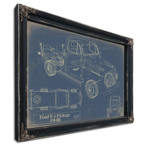 Cutler West 1948 Ford F1 Pickup Truck Model Mancave Blueprint Art