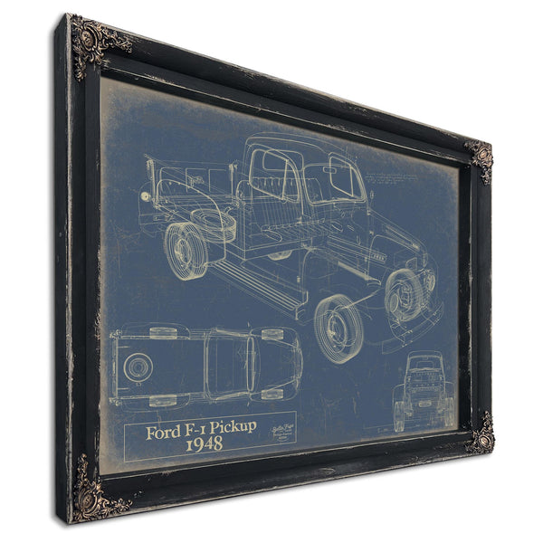 Cutler West 1948 Ford F1 Pickup Truck Model Mancave Blueprint Art