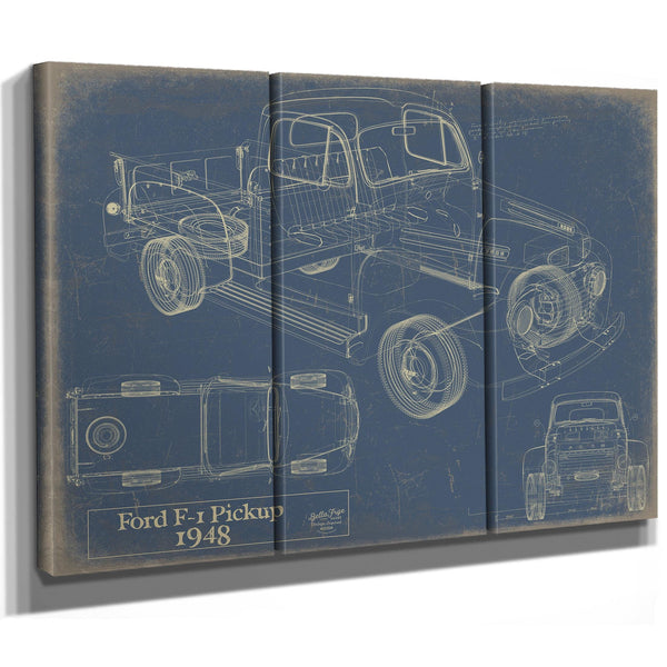 Cutler West 1948 Ford F1 Pickup Truck Model Mancave Blueprint Art
