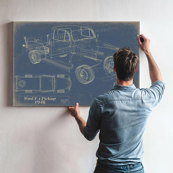 Cutler West 1948 Ford F1 Pickup Truck Model Mancave Blueprint Art