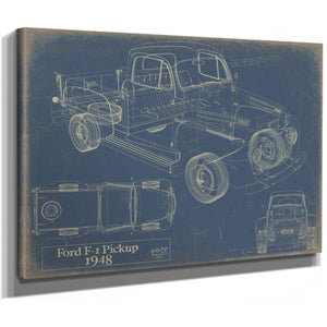 Cutler West 1948 Ford F1 Pickup Truck Model Mancave Blueprint Art