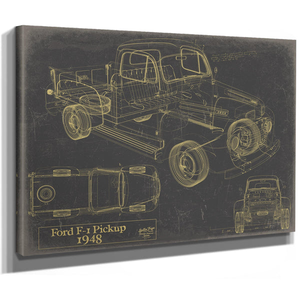 Cutler West 1948 Ford F1 Pickup Truck Model Mancave Blueprint Art