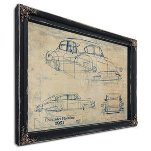 Cutler West Vintage 1951 Chevy Fleetline Model Mancave Blueprint Art