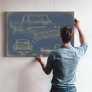 Cutler West Vintage 1972 GMC C1500 Truck Model Mancave Blueprint Art