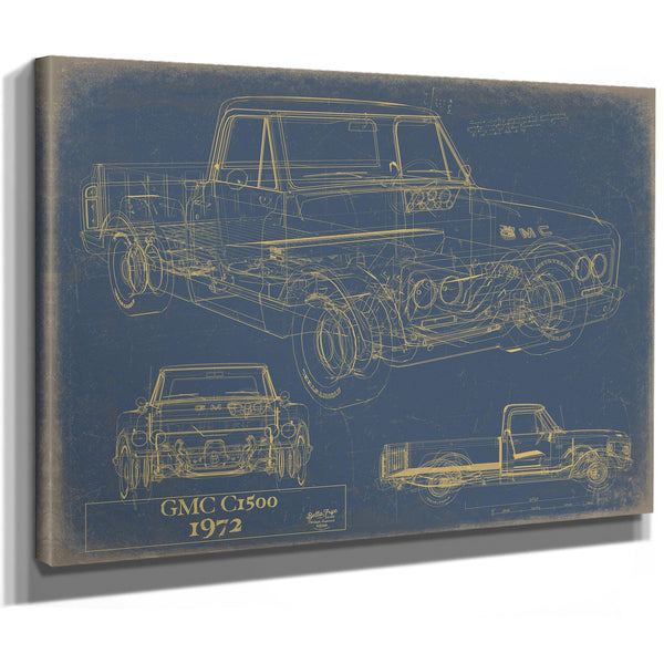 Cutler West Vintage 1972 GMC C1500 Truck Model Mancave Blueprint Art