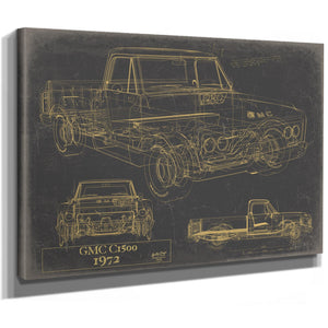 Cutler West Vintage 1972 GMC C1500 Truck Model Mancave Blueprint Art