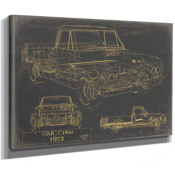 Cutler West Vintage 1972 GMC C1500 Truck Model Mancave Blueprint Art