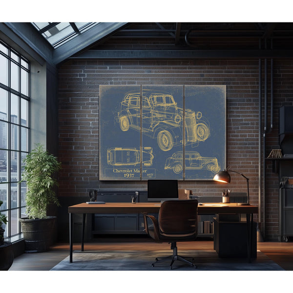 Cutler West 1937 Chevrolet Master Blueprint Art Print: Framed/Unframed Canvas