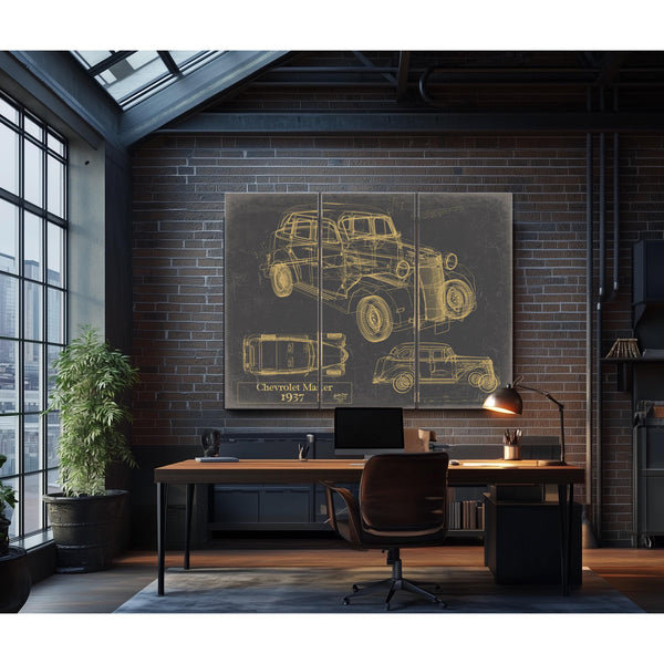 Cutler West 1937 Chevrolet Master Blueprint Art Print: Framed/Unframed Canvas