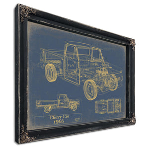 Cutler West Vintage 1966 Chevrolet C10 Car Model Print, Original Blueprint Canvas