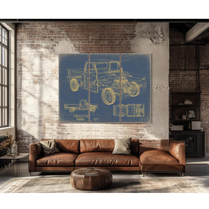 Cutler West Vintage 1966 Chevrolet C10 Car Model Print, Original Blueprint Canvas