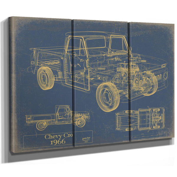 Cutler West Vintage 1966 Chevrolet C10 Car Model Print, Original Blueprint Canvas