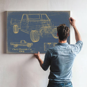 Cutler West Vintage 1968 Chevrolet C10 Fleetside Pickup Model Print, Original Blueprint Canvas