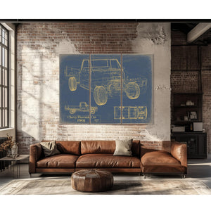 Cutler West Vintage 1968 Chevrolet C10 Fleetside Pickup Model Print, Original Blueprint Canvas