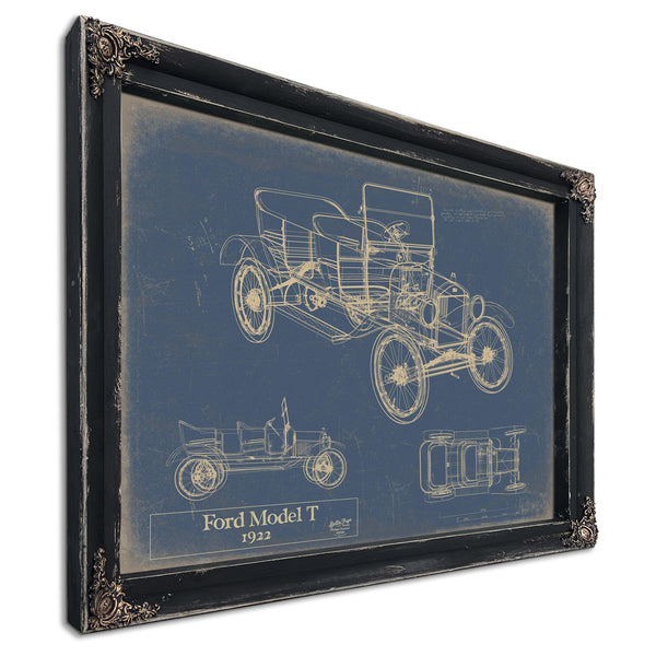 Cutler West 1922 Ford Model T Car Model Print, Original Blueprint Canvas, Framed, or Unframed Art