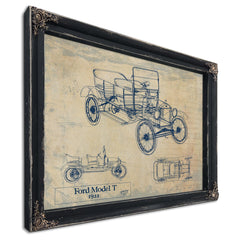Cutler West 1922 Ford Model T Car Model Print, Original Blueprint Canvas, Framed, or Unframed Art