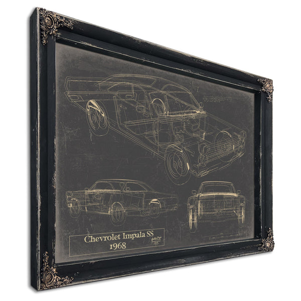 Cutler West Vintage 1968 Chevrolet Impala SS Car Model Print, Original Blueprint Canvas