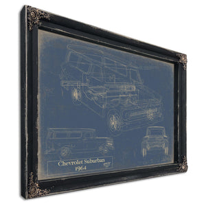 Cutler West Vintage 1964 Chevrolet Suburban Truck Model Print, Original Blueprint Canvas