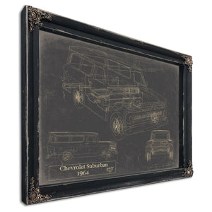 Cutler West Vintage 1964 Chevrolet Suburban Truck Model Print, Original Blueprint Canvas
