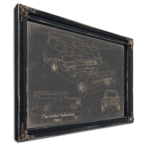 Cutler West Vintage 1964 Chevrolet Suburban Truck Model Print, Original Blueprint Canvas