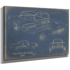 Cutler West Vintage 1955 Chevrolet 150 Car Model Print, Original Blueprint Canvas