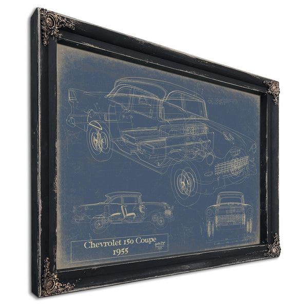 Cutler West Vintage 1955 Chevrolet 150 Car Model Print, Original Blueprint Canvas